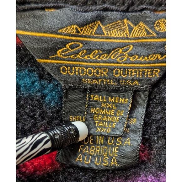 Eddie Bauer Aztec Southwest Pullover Snap Neck Fleece Mens Tall XXL - Picture 3 of 9